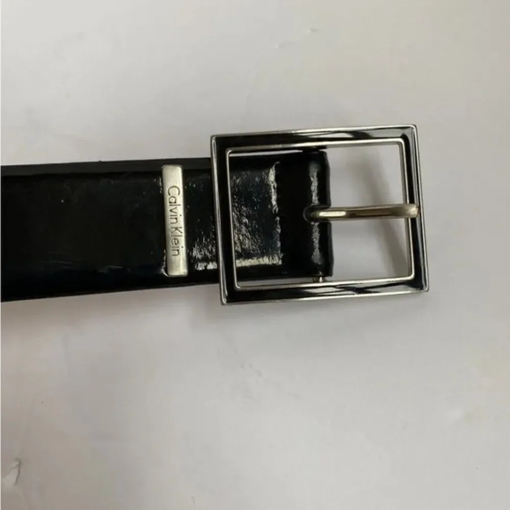 Calvin Klein Men's Black Genuine Leather, Buckle Dress Belt Size S